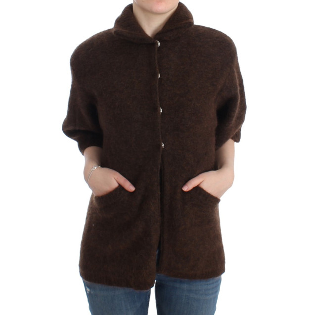 Brown mohair knitted cardigan