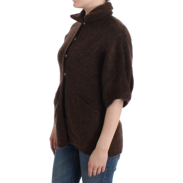 Brown mohair knitted cardigan