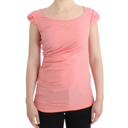 Pink Cotton Blend Tank Top with Cap Sleeves