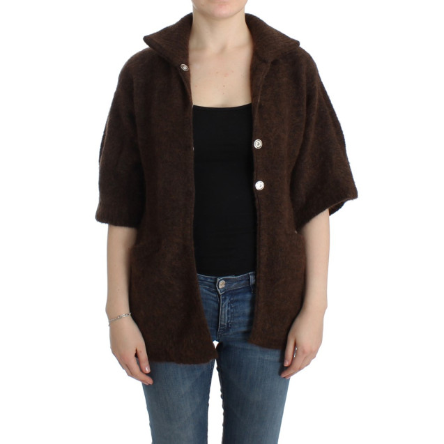 Brown mohair knitted cardigan