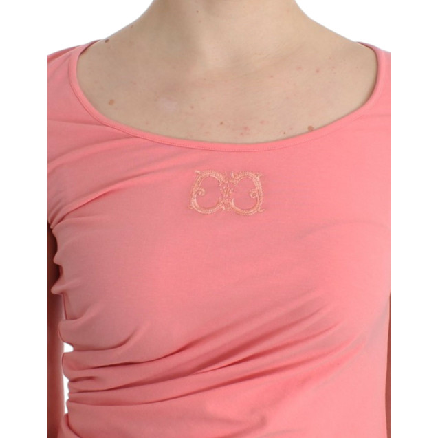 Pink Cotton Blend Tank Top with Cap Sleeves