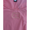 Pink Cotton Blend Tank Top with Cap Sleeves