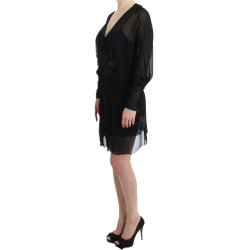Black long sleeve silk dress