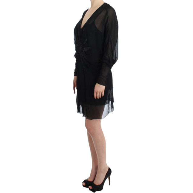Black long sleeve silk dress