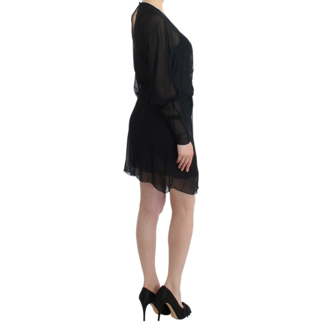 Black long sleeve silk dress