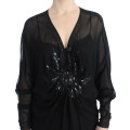 Black long sleeve silk dress