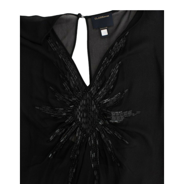 Black long sleeve silk dress