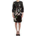 Black patent floral HANDPAINTED dress
