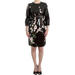 Black patent floral HANDPAINTED dress