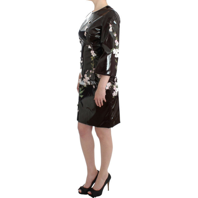 Black patent floral HANDPAINTED dress
