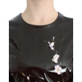 Black patent floral HANDPAINTED dress