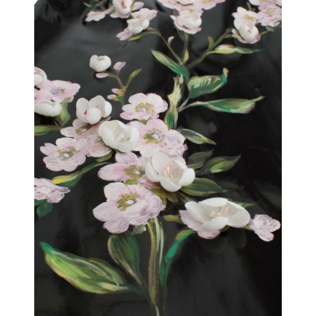 Black patent floral HANDPAINTED dress