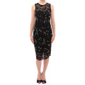 Elegant Black Floral Lace Crystal Dress