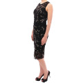 Elegant Black Floral Lace Crystal Dress