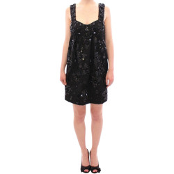 Black floral crystal embedded dress