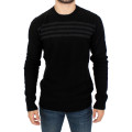 Elegant Black Striped Crewneck Sweater