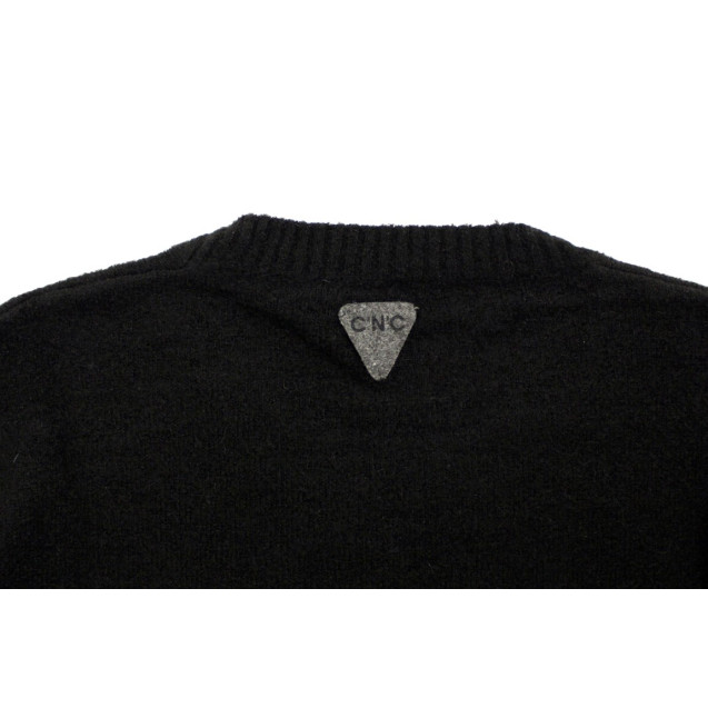 Elegant Black Striped Crewneck Sweater