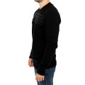 Elegant Black Striped Crewneck Sweater