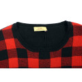 Chic Red & Black Checkered Wool Crewneck Sweater