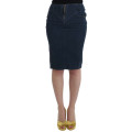 Blue corduroy pencil skirt