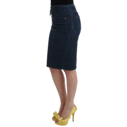 Blue corduroy pencil skirt