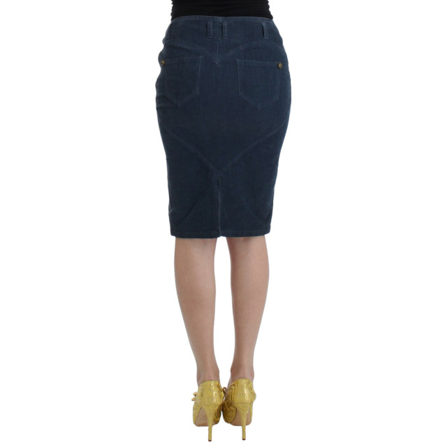 Blue corduroy pencil skirt
