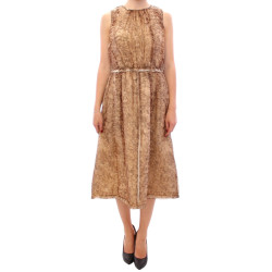 Brown sleeveless silk dress