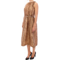 Brown sleeveless silk dress
