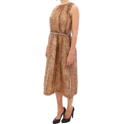 Brown sleeveless silk dress
