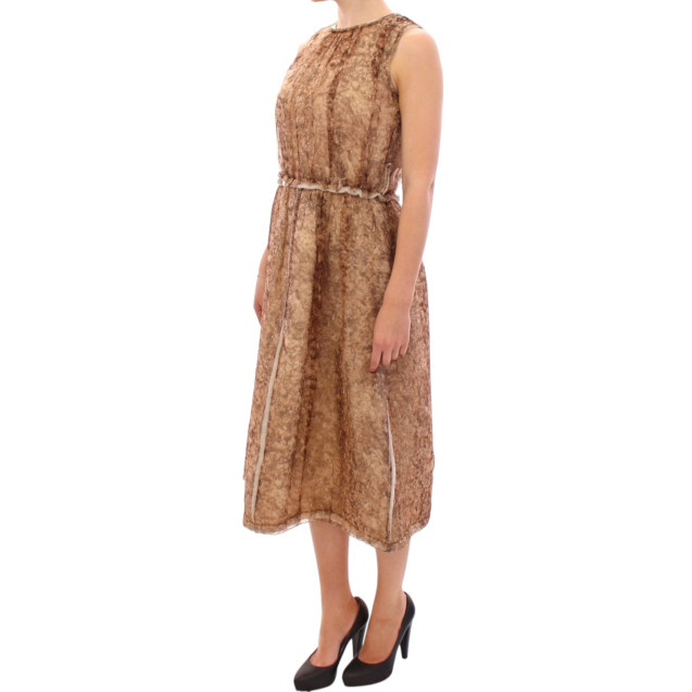 Brown sleeveless silk dress