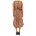 Brown sleeveless silk dress
