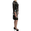 Black floral 3/4 Sleeve sheath dress