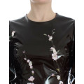 Black floral 3/4 Sleeve sheath dress