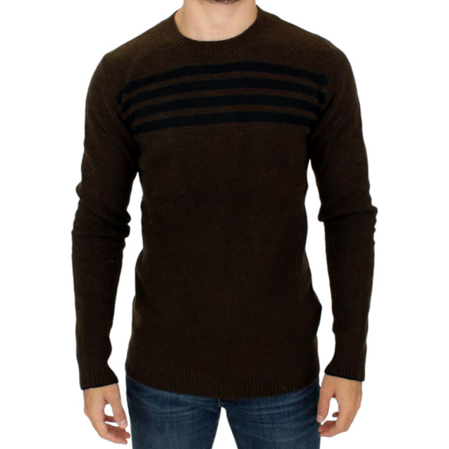 Brown striped crewneck sweater
