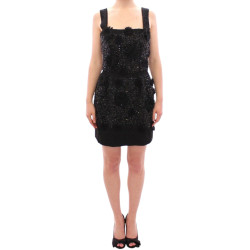 Black floral crystal embedded dress