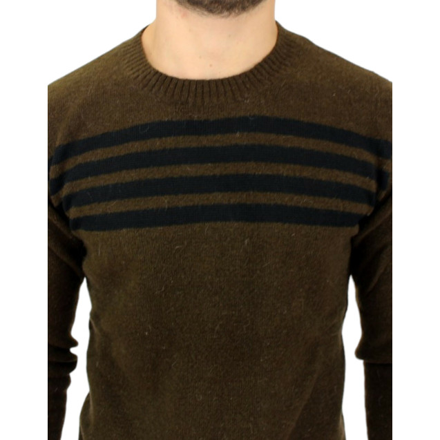 Brown striped crewneck sweater