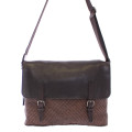 Woven Leather Messenger Shoulder Bag