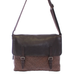 Woven Leather Messenger Shoulder Bag