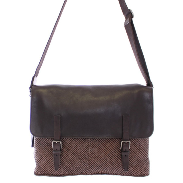 Woven Leather Messenger Shoulder Bag