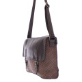 Woven Leather Messenger Shoulder Bag