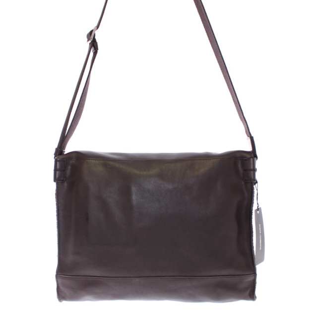 Woven Leather Messenger Shoulder Bag