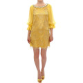 Yellow lace crystal mini dress