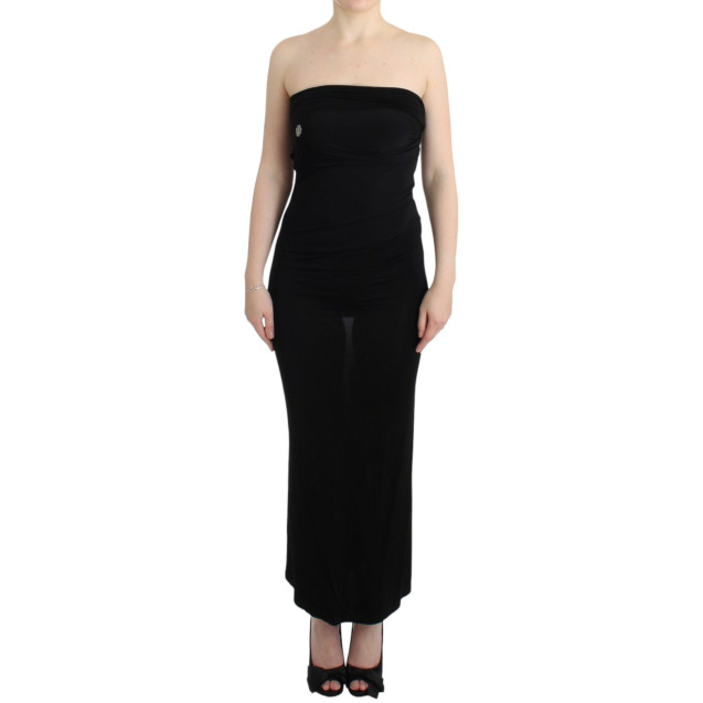 Elegant Strapless Black Maxi Dress