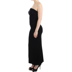 Elegant Strapless Black Maxi Dress