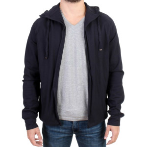 Blue hooded cotton sweater