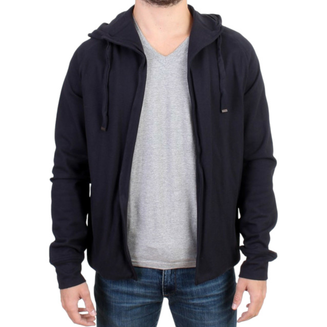 Blue hooded cotton sweater