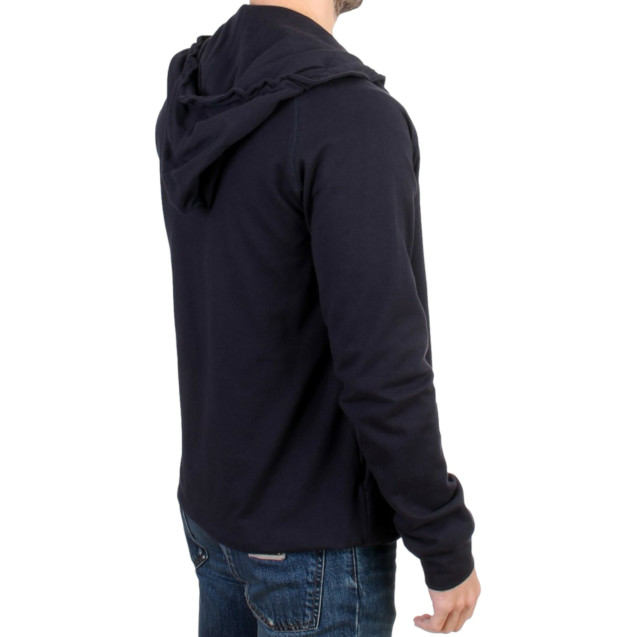 Blue hooded cotton sweater