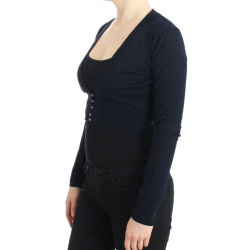 Blue cropped wool cardigan