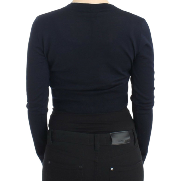 Blue cropped wool cardigan