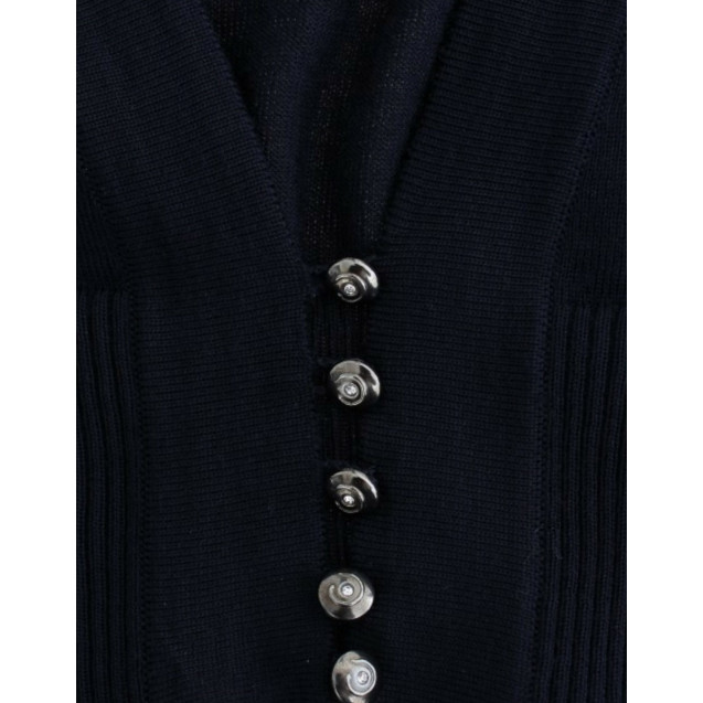 Blue cropped wool cardigan